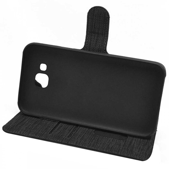 CaseUp Oppo A74 4G Kılıf Kumaş Desenli Cüzdanlı Siyah 5